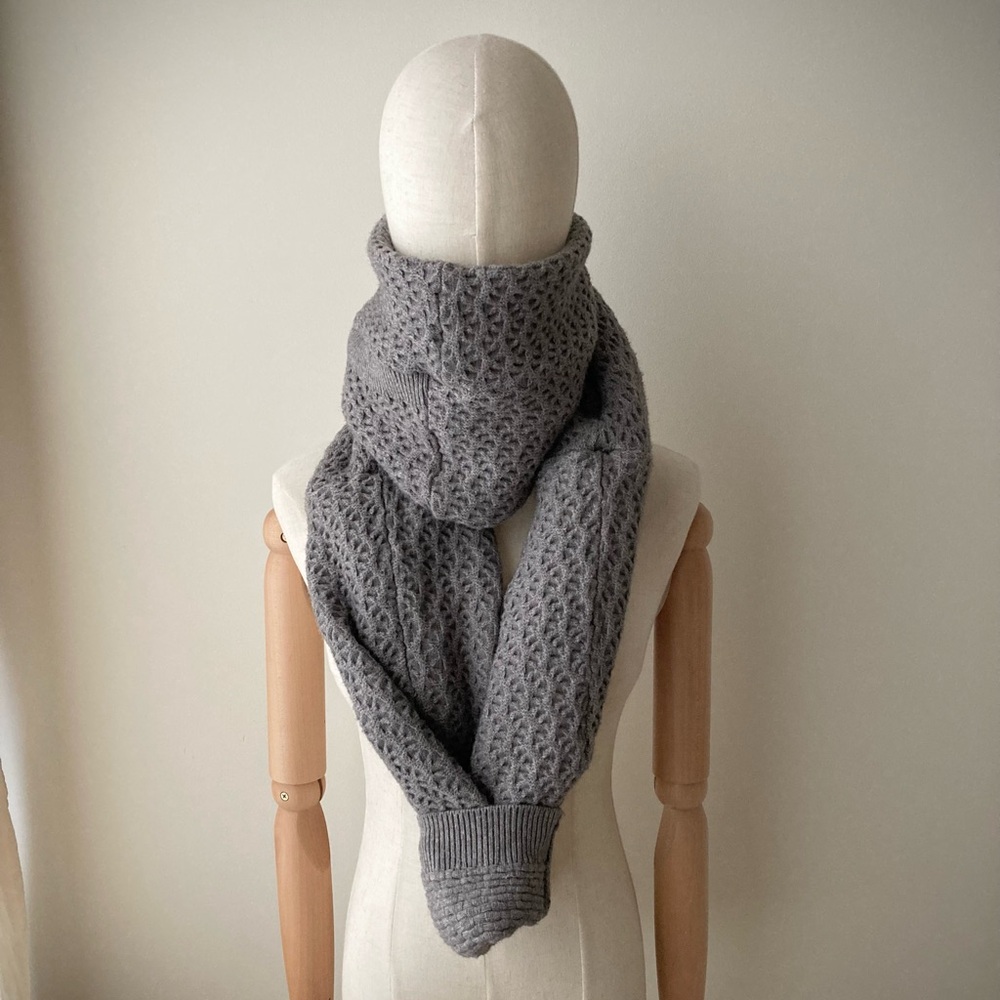 joodito chubby textured sweater wrap japanese boro scarf chunky thick warm gray
